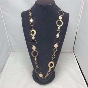 NY & Co Gold Necklace with Circles and Hammered Discs